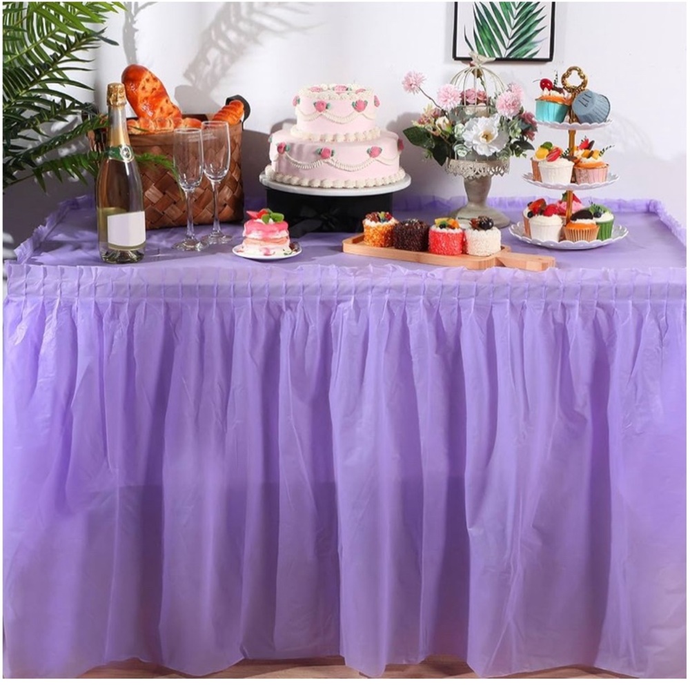 10/$10 Sealed Lavender Flannel backedTable-cover,Table Skirt & TCoverNWT